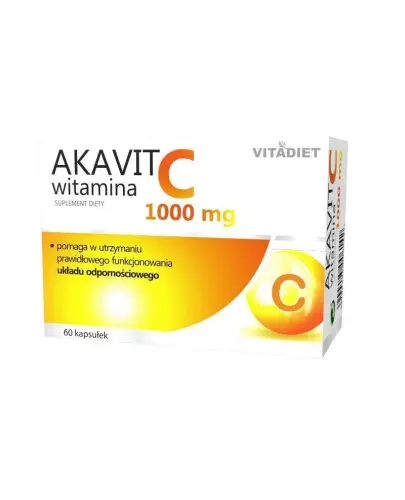 Vitadiet Akavit Witamina C 1000 mg, 60 kapsułek - 1000 mg witaminy C w każdej kapsułce