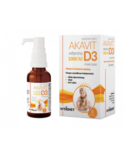 Vitadiet Akavit Witamina D3 1000 IU, 29,4 ml - Z naturalną witaminą D z lanoliny 