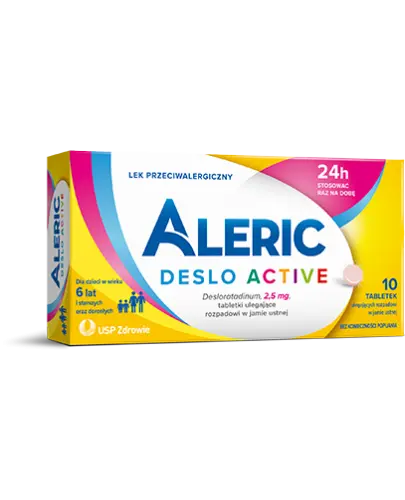 Aleric Deslo Active 2,5mg, 10 tabletek ulegających rozpadowi - Z desloratadyną o działaniu przeciwalergicznym, nie wywołuje senności 