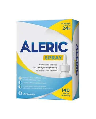 Aleric spray, 50 mikrogramów/dawkę, aerozol do nosa, zawiesina, 140 dawek - Spray na objawy sezonowego alergicznego zapalenia błony śluzowej nosa.