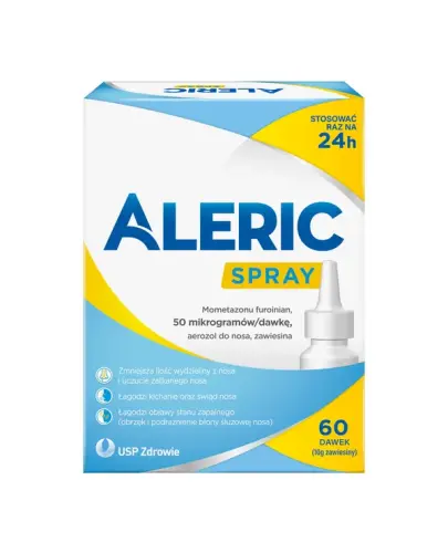 Aleric spray, 50 mikrogramów/dawkę, aerozol do nosa, zawiesina, 60 dawek - Spray na objawy sezonowego alergicznego zapalenia błony śluzowej nosa.