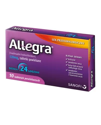 Allegra 120 mg, 10 tabletek powlekanych - Fexofenadini hydrochloridum 120 mg