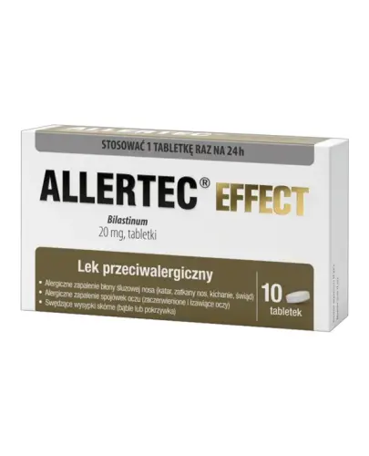 Allertec Effect, 20 tabletek - Na alergiczne zapalenie błony śluzowej nosa i spojówek oraz pokrzywki