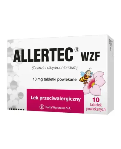 Allertec WZF 10 mg, 10 tabletek powlekanych - Cetirizini dihydrochloridum 10 mg