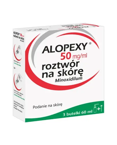 Alopexy 5% roztwór na skórę, 60 ml x 3 sztuki - Który stymuluje wzrost włosów