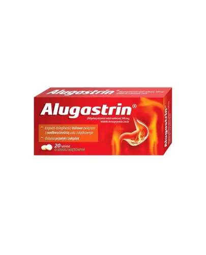 Alugastrin 340 mg, 20 tabletek do rozgryzania i żucia - Zgaga i nadkwaśność.