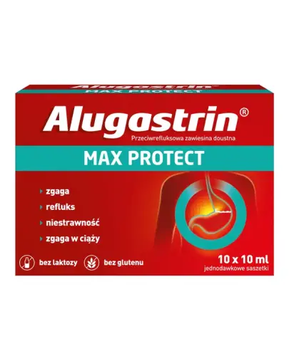 Alugastrin Max Protect, 10 x 10 ml - Przeciwrefluksowa zawiesina doustna