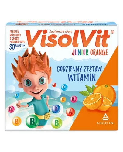 VisolVit Junior Orange, granulat, 30 saszetek - Zestaw witamin dla dzieci, które wspomagają odporność