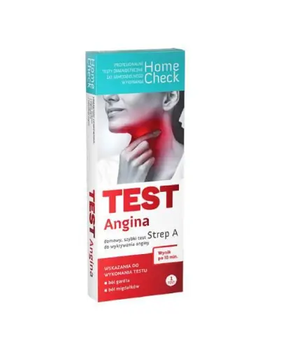 Home Check Test Angina Strep A, 1 sztuka - Szybki i wygodny test do domowego użytku