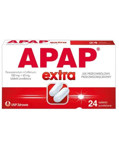 APAP Extra, 24 tabletki powlekane - Lek przeciwbólowy i przeciwgorączkowy