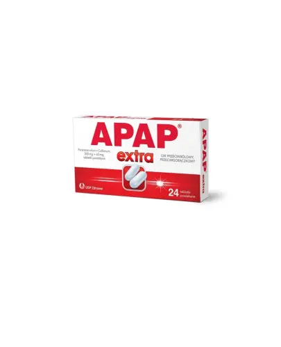 APAP Extra 500 mg/65 mg, 24 tabletki powlekane - Lek przeciwbólowy i przeciwgorączkowy.