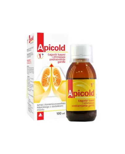 Apicold 1+ syrop z korzenia prawoślazu, 100 ml - Na kaszel i podrażnione gardło