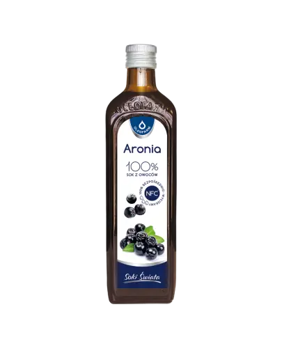 Oleofarm Aronia Sok z aronii z witaminą C , 490 ml  - Bogaty w witaminy i antyoksydanty, bez dodatku cukru