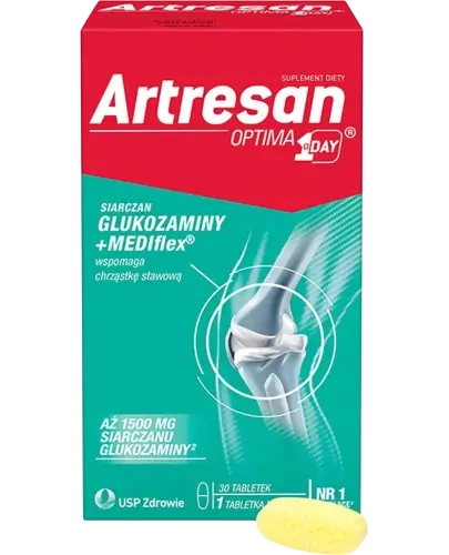 Artresan Optima 1 a Day tabletki, 30 sztuk - Z formułą MEDIflex oraz 1500 mg siarczanu glukozaminy w jednej tabletce