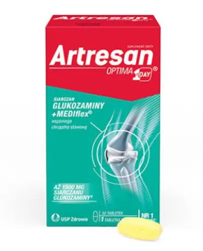 Artresan Optima 1 a Day, 30 tabletek - Suplement diety z formułą MEDIflex oraz 1500 mg siarczanu glukozaminy w jednej tabletce