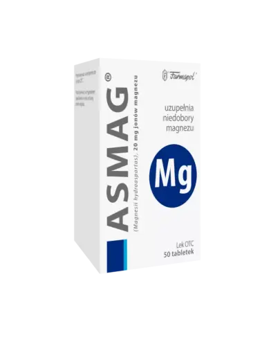 Asmag 20 mg jonów magnezu,  50 tabletek - Uzupełniania niedobory magnezu w organizmie