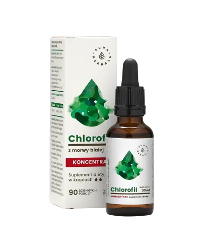 Aura Herbals Chlorofil z morwy białej koncentrat, 30 ml - Produkt odpowiedni dla wegan