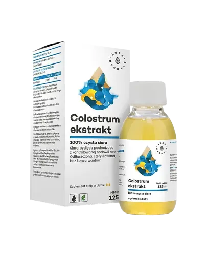 Aura Herbals Colostrum Ekstrakt 100% czysta siara bydlęca, 125 ml - 100% czysta siara bydlęca wytwarzana na zimno