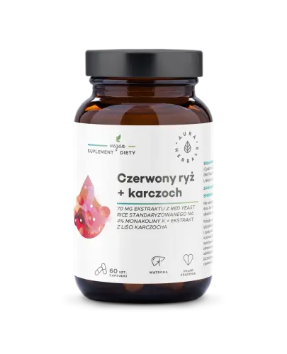 Aura Herbals Czerwony ryż + karczoch, 60 kapsułek - Suplement diety w kapsułkach z celulozy roślinnej Vcaps®