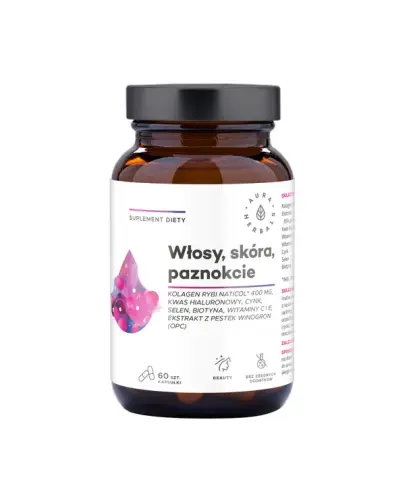 Aura Herbals Kolagen Rybi NatiCol Włosy, Skóra, Paznokcie, 60 kapsułek - Suplement diety w kapsułkach z celulozy roślinnej Vcaps®