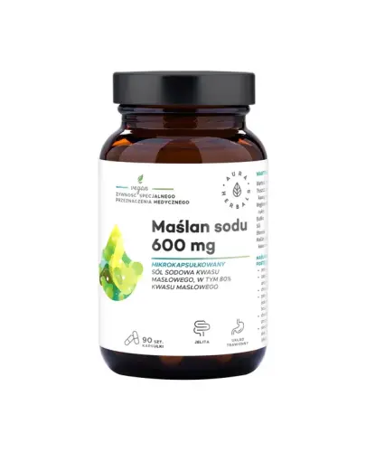 Aura Herbals Maślan sodu mikrokapsułkowany 600 mg, 90 kapsułek - Maślan sodu w mikropeletkach o stopniowym uwalnianiu