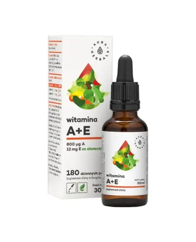 Aura Herbals Witamina A + E, 30 ml - Pokrywa 100% dziennego zapotrzebowania na witaminę A i E