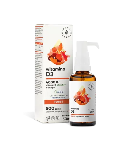 Aura Herbals Witamina D3 4000 IU MCT, 50 ml - Naturalna witamina D z lanoliny, 4000 IU w jednej aplikacji