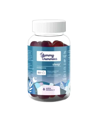 Aura Herbals Yummy Gummies Sleep Żelki, 60 sztuk - 1 żelka zawiera 1 mg melatoniny