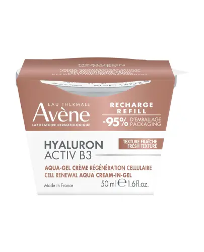 Avene Hyaluron Activ B3 Aqua-Żel, krem odbudowujący komórki, 50 ml - Krem-żel Refill zawiera kwas hialuronowy i niacynamid, który regeneruje komórki