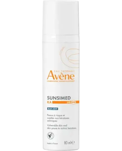 Avene Sunsimed KA Blue Light Krem SPF 50+, 80 ml - Krem z filtrem TriAsorB chroniącym przed promieniowaniem UVB i UVA i światłem niebieskim do skóry wrażliwej i skłonnej do rogowacenia słonecznego