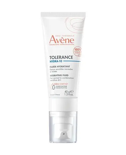 Avene Tolerance Hydra-10 fluid nawilżający, 40 ml - Lekki krem nawilżający, bezzapachowy do skóry normalnej, mieszanej, odwodnionej