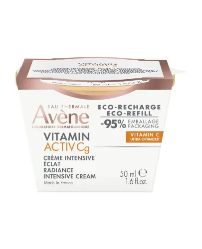 Avene Vitamin Activ Cg Krem intensywnie rozświetlający Eco-Refill, 50 ml - Wygładza zmarszczki, zmniejsza widoczność ciemnych plam