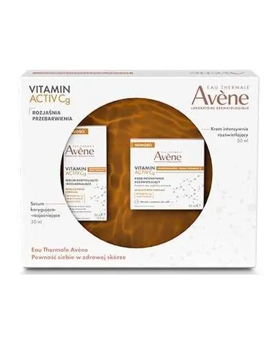 Avene Vitamin Activ Cg Serum korygująco-rozjaśniające, 30 ml + Krem intensywnie rozświetlający, 50 ml - Zestaw produktów do pielęgnacji cery dojrzałej