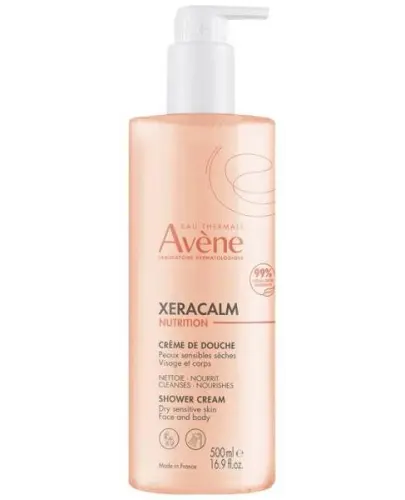 Avene Xeracalm Nutrition, krem pod prysznic 500 ml - Krem do twarzy i ciała, pielęgnacja oczyszczająca skóry wrażliwej i suchej