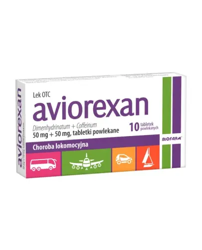 Aviorexan 50 mg + 50 mg, 10 tabletek - Zapobiega i leczy objawy w przebiegu choroby lokomocyjnej