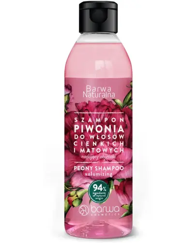 Barwa Naturalna Piwonia, Szampon, 300 ml - Szampon do włosów cienkich i matowych