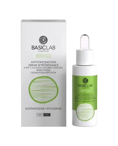 BasicLab Antyoksydacyjne serum wyrównujące z wit. C 20%, 30 ml - Redukuje nadmiar sebum