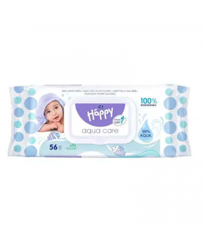 Bella Baby Happy Aqua Care Chusteczki nasączone wodą, 56 sztuk - Mokre chusteczki dla niemowląt