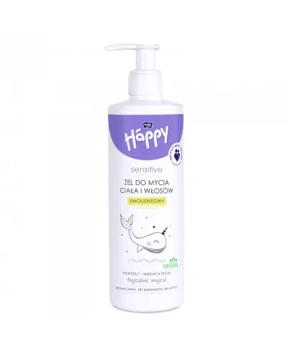 Bella Baby Happy Sensitive Żel do mycia ciała i włosów emolientowy powyżej 1. miesiąca, 400 ml - Łagodzący żel do kąpieli