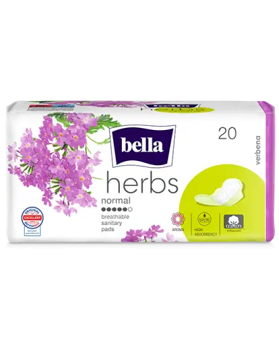 Bella Herbs Verbena Podpaski higieniczne normal, 20 sztuk - Podpaski zapachowe ze skrzydełkami