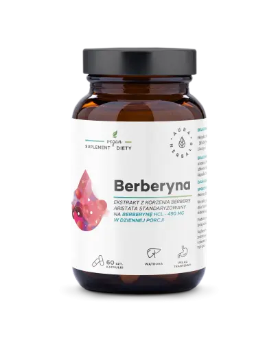 Aura Herbals Berberyna 490 mg HCL Berberis aristata, 60 kapsułek - 490 mg berberyny w dziennej porcji