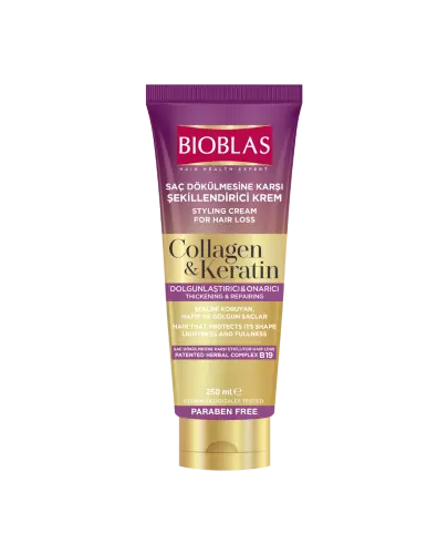 Bioblas Collagen & Kreatin Odżywka w spray'u, 250 ml - Bez spłukiwania do włosów cienkich, osłabionych i bez połysku