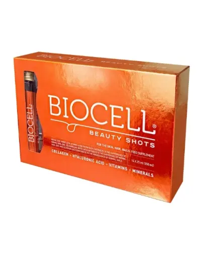 Biocell Beauty Shots, kolagen do picia, 14 fiolek x 25 ml - Kolagen do picia z  hydrolizowanym kolagenem typu I oraz kwasem hialuronowym