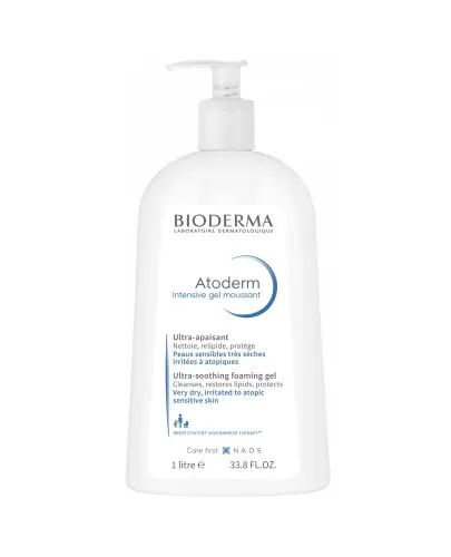 Bioderma Atoderm Intensive Żel oczyszczający, 1 l  - Delikatnie oczyszczający żel, redukujący swędzenie skóry