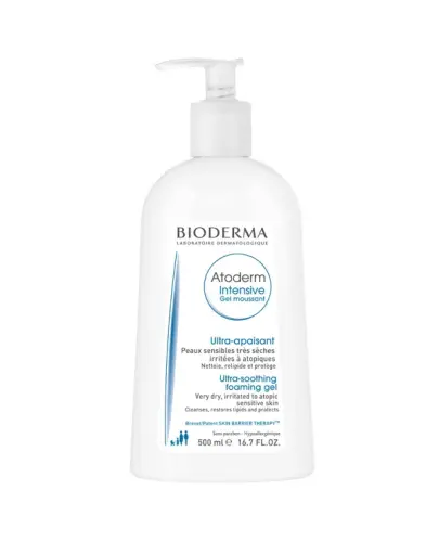 Bioderma Atoderm Intensive Żel oczyszczający, 500 ml  -  Żel o łagodnym działaniu, zmniejszający uczucie swędzenia na skórze