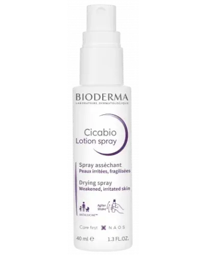 Bioderma Cicabio Crème+ kojąco–naprawczy spray, 40 ml - Spray do twarzy, ciała i okolic intymnych, łagodzi uczucie swędzenia i wspomaga odbudowę skóry