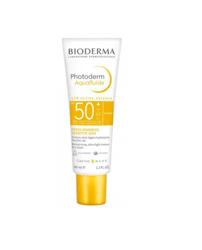 Bioderma Photoderm Aquafluide bezbarwny SPF50+, ultralekki fluid, 40 ml - Ultralekki fluid do pielęgnacji przeciwsłonecznej twarzy i  szyi