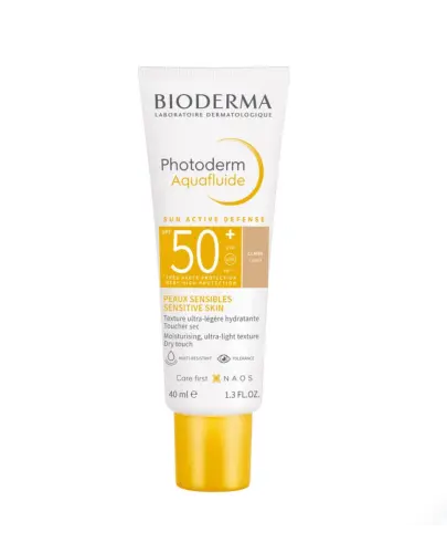 BiodermaPhotoderm Aquafluide jasny SPF50+, ultralekki fluid do skóry normalnej, 40 ml - Ultralekki fluid do pielęgnacji przeciwsłonecznej twarzy i szyi