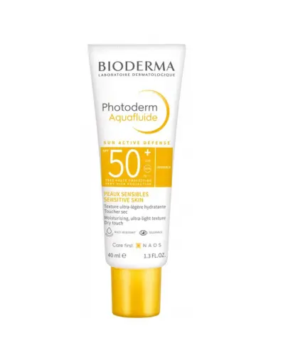 Bioderma Photoderm Aquafluide bezbarwny SPF50+, ultralekki fluid do skóry normalnej, 40 ml - Ultralekki fluid do pielęgnacji przeciwsłonecznej twarzy i szyi