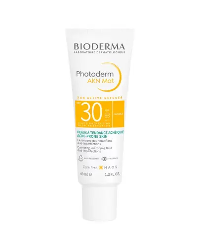 Bioderma Photoderm AKN Mat SPF 30 Krem do skóry tłustej i mieszanej, 40 ml - Nie pozostawia tłustego filmu, nie wysusza skóry